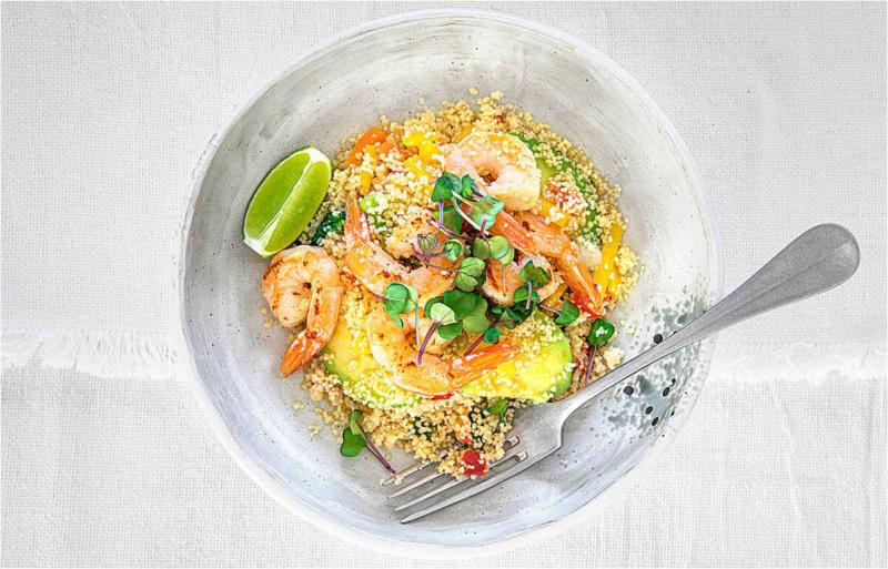 Shrimps, Avocado &  Couscous Salad Bowl 